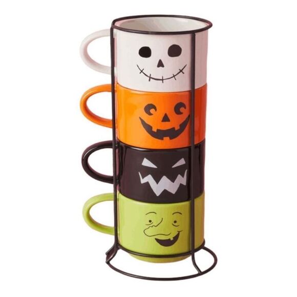 Rae Dunn Other - Rae Dunn 4pc Halloween "treats," "wicked," "spooky," "boo" Mugs With Wir…